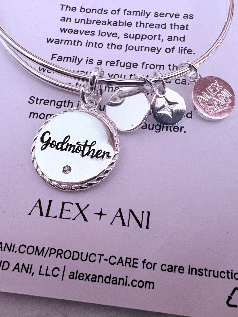 Alex and Ani Silver Godmother Charm Bangle Bracelet